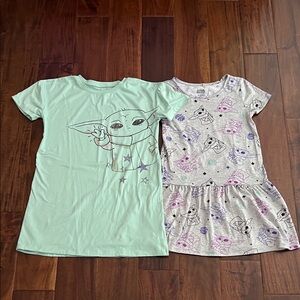 Two Star Wars Grogu Pajama Dresses Size 7-8